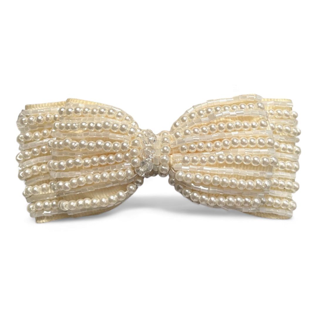 Girl's Hair Clip Anise Rows of Pearls Bow