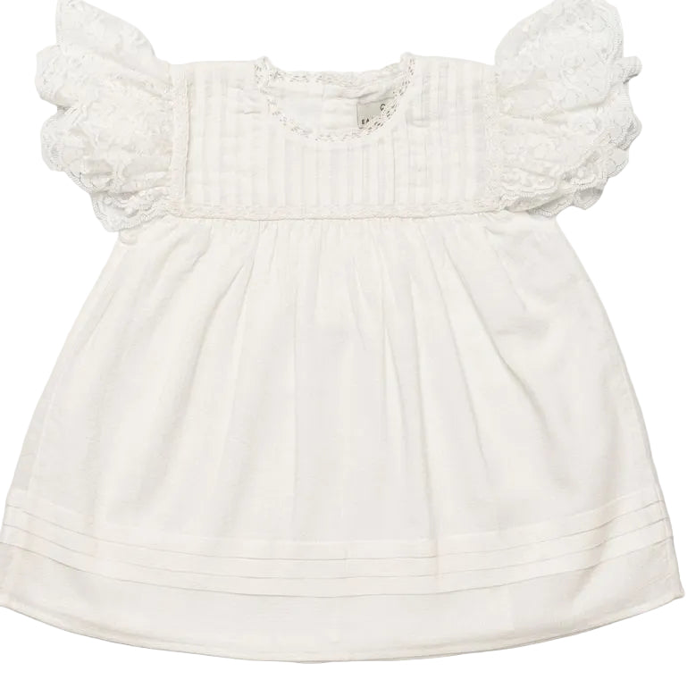 Grace White Flutter Sleeve Dress set