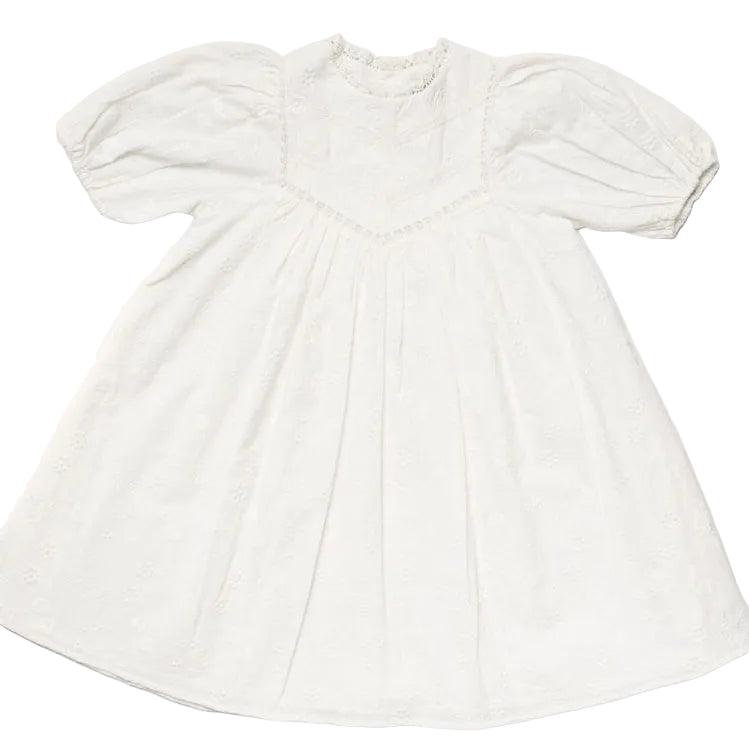 Beth White Crochet Lace Trim Dress