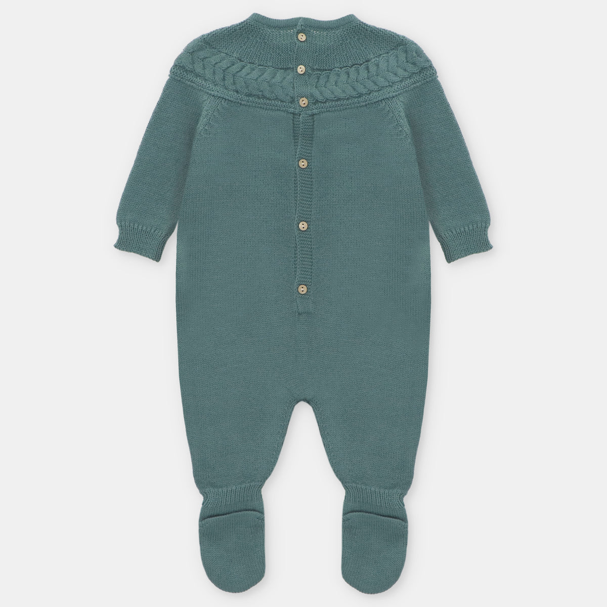 Forest Green Knitted Cable Yoke Footie