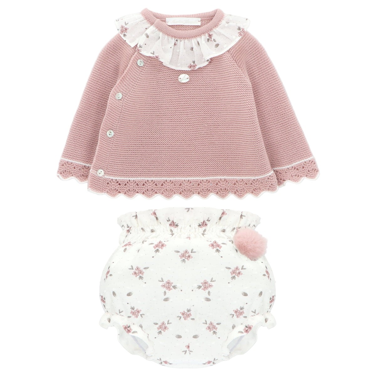 Rose Knit Sweater and Print Bloomer