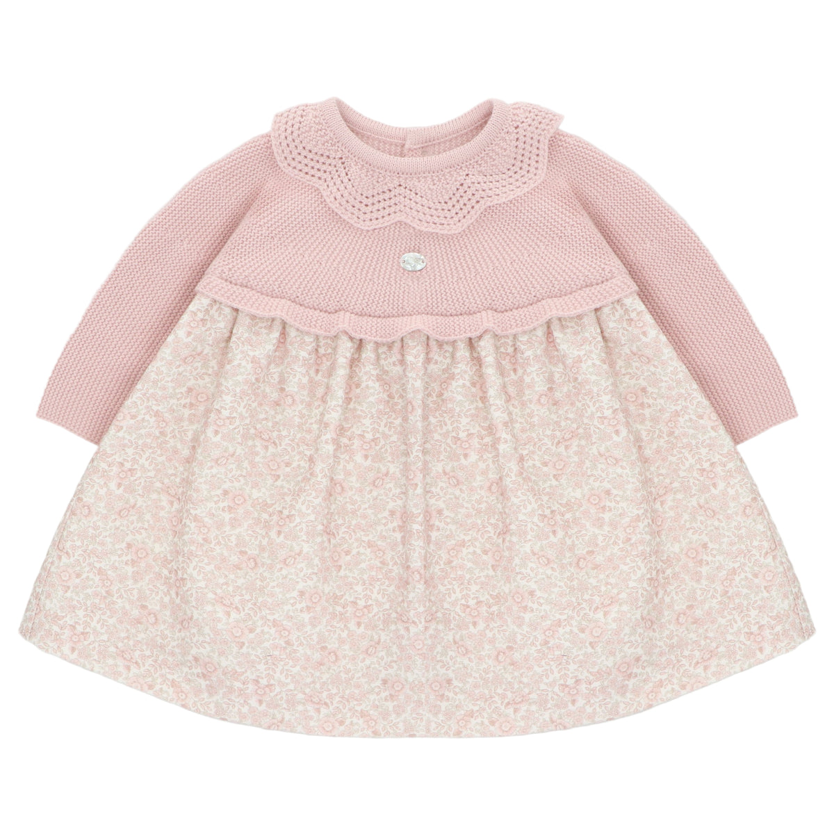 Pink Knitted Scallop and Pink Print Dress