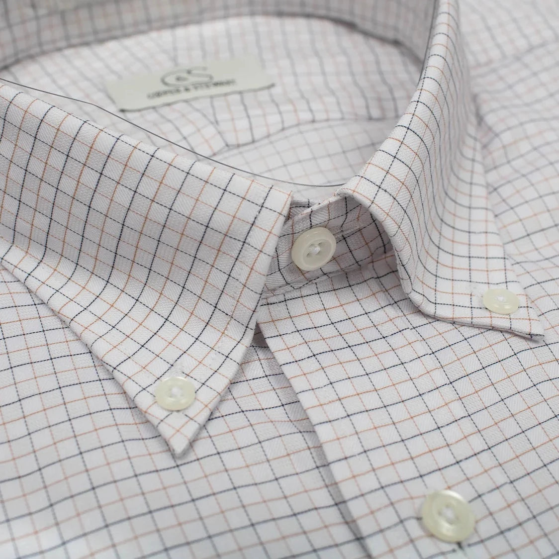 Men's Tan & Black Tattersall Check Shirt