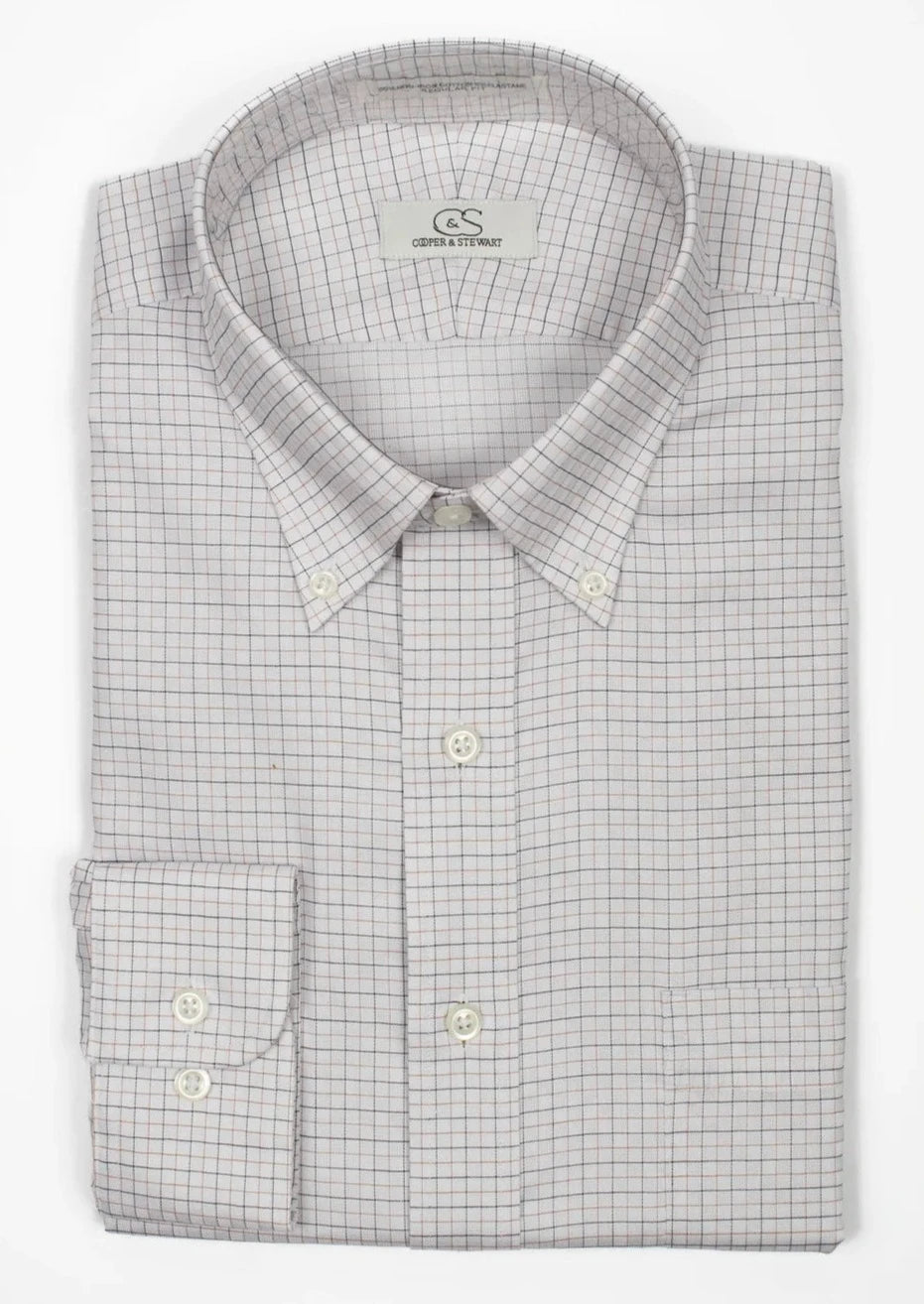 Men's Tan & Black Tattersall Check Shirt