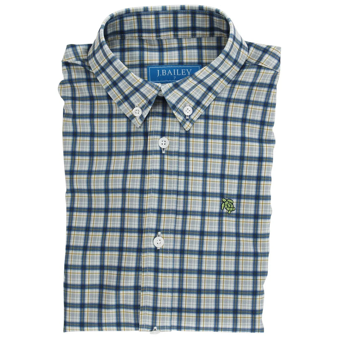 Boy's Blue Plaid Performance Shirt