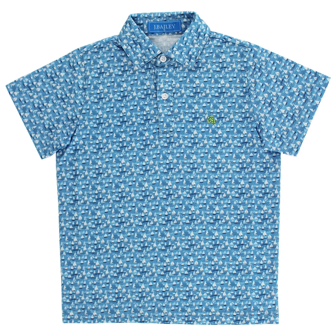 Blue Sailboat Performance Polo