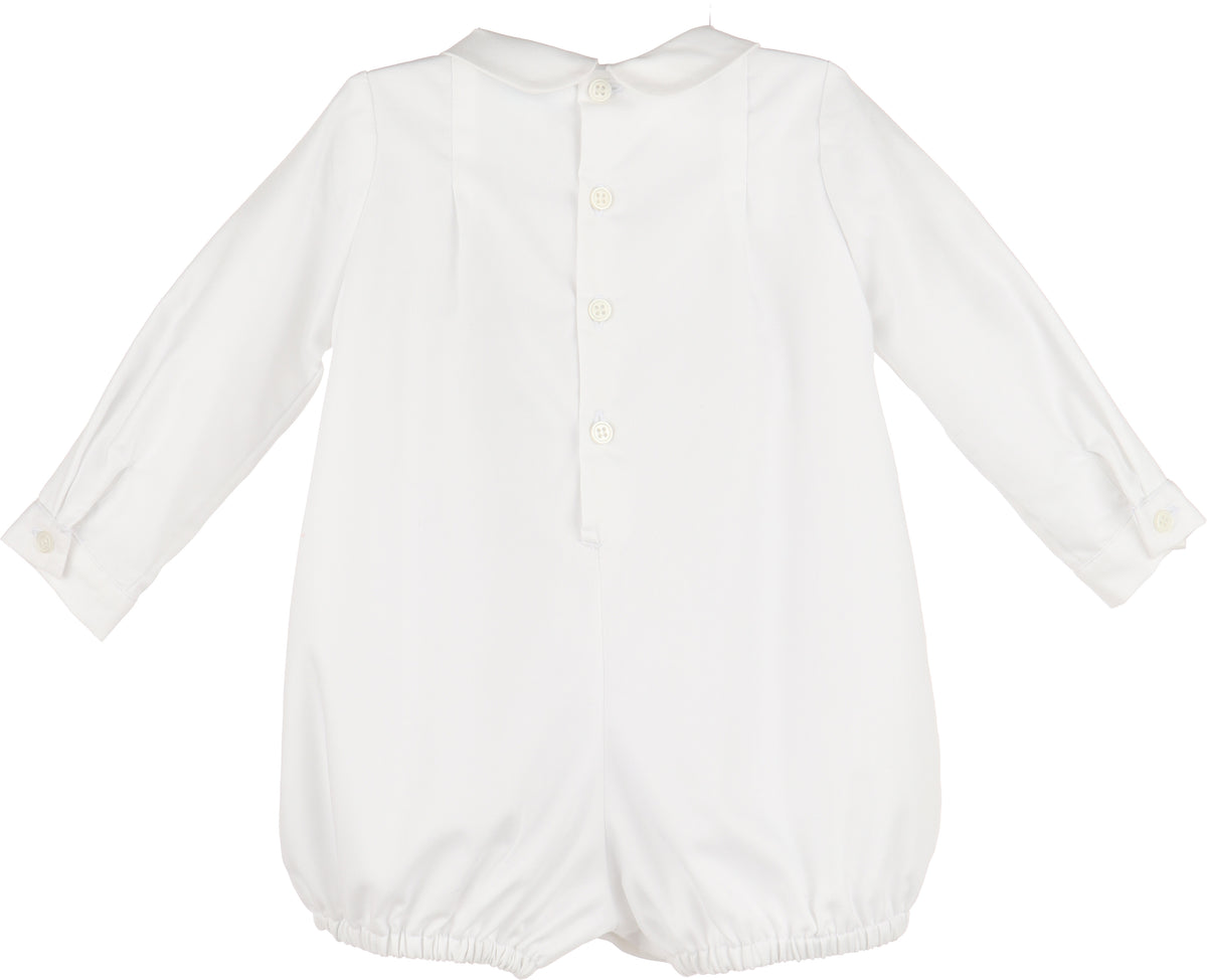 Off White Romper with Beige Smocking