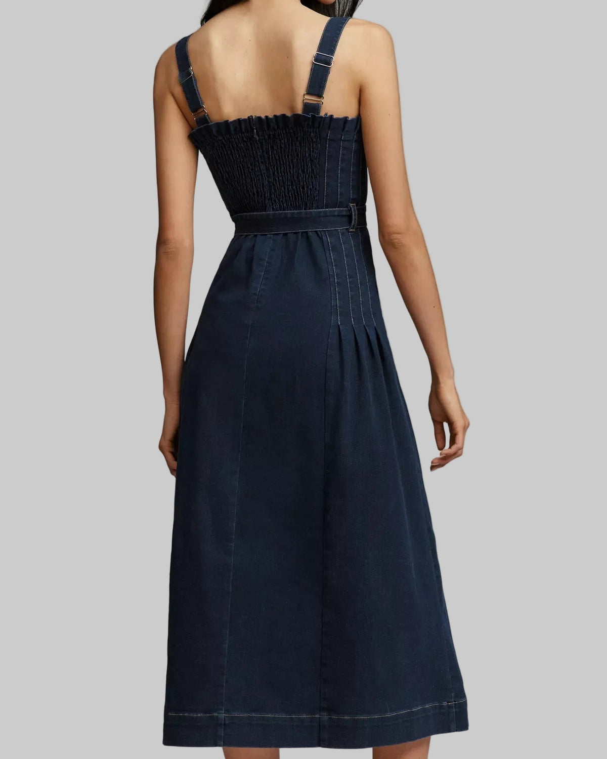 Denim Tucked Pleat Sundress