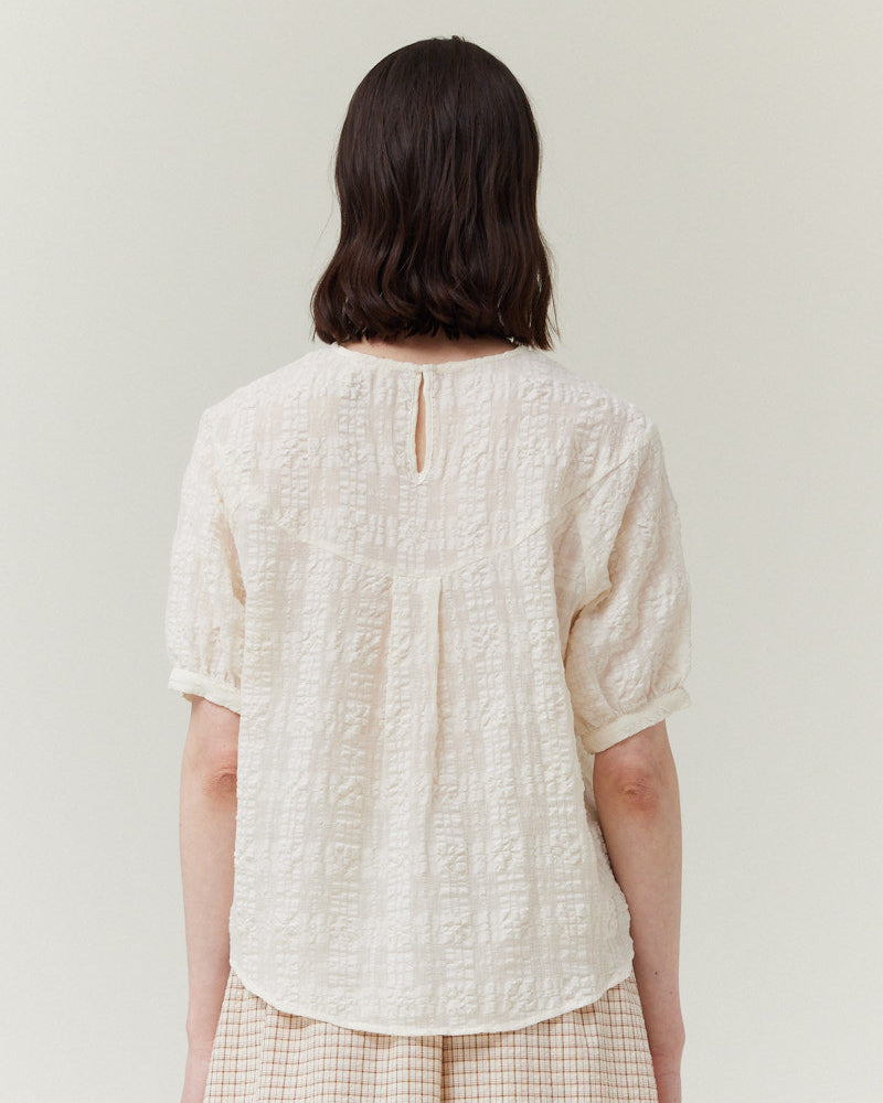 Ecru Pucker Textured Top