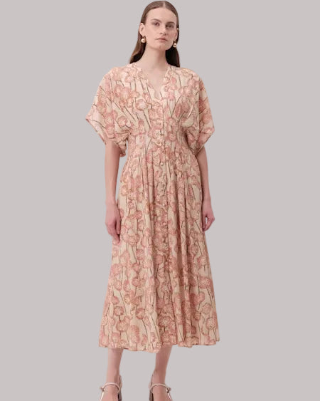 Exquise Mattie Beige Pink Floral Dress