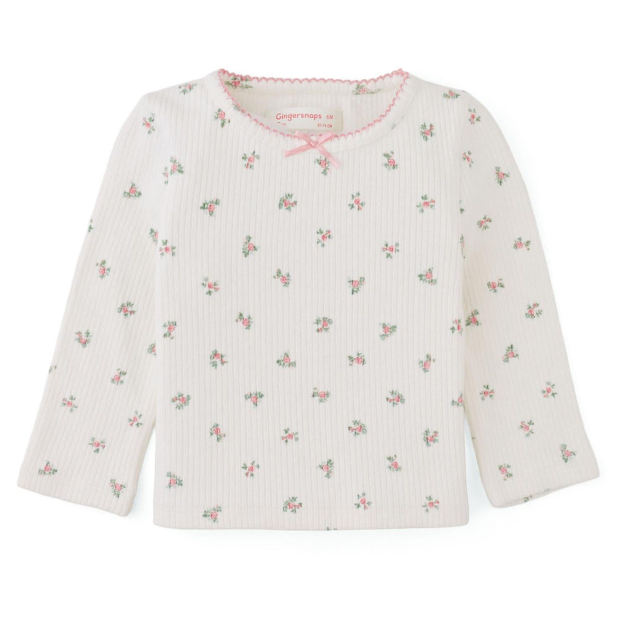 Cream Pink Floral Ribbed Infant Tee