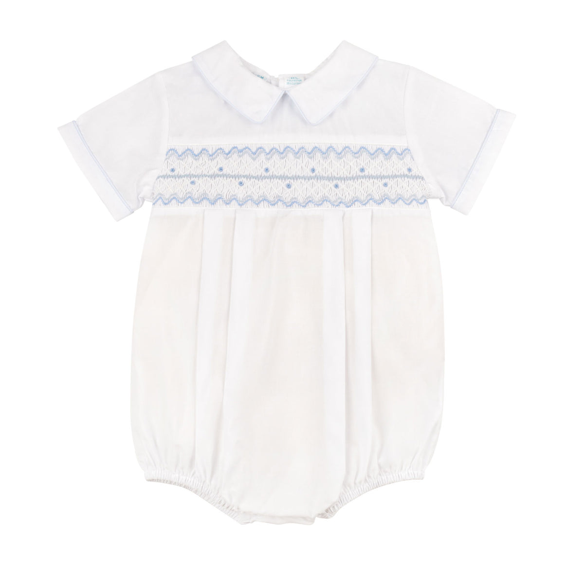 Boy's White Wave Smocked Romper