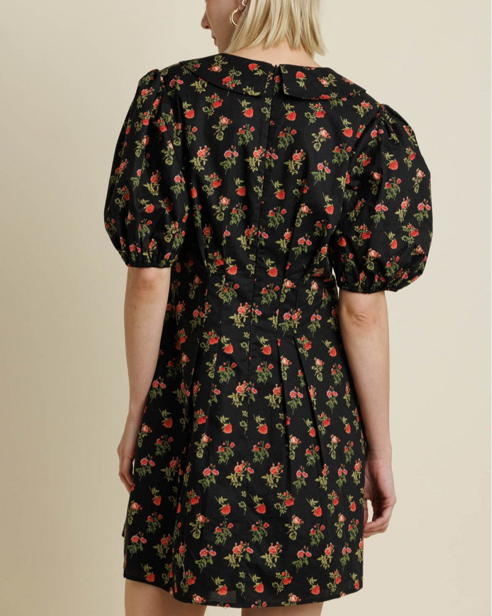 Polly Black Red Floral Mini Dress