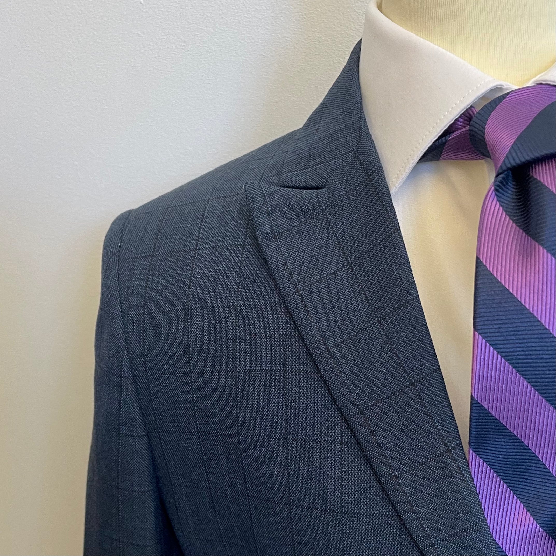 Boy's Slate Blue Windowpane Suit LZ
