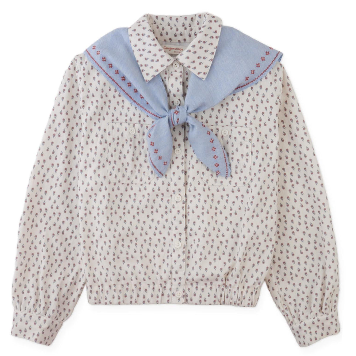 Cream Posey Blouse with Embroidered Scarf
