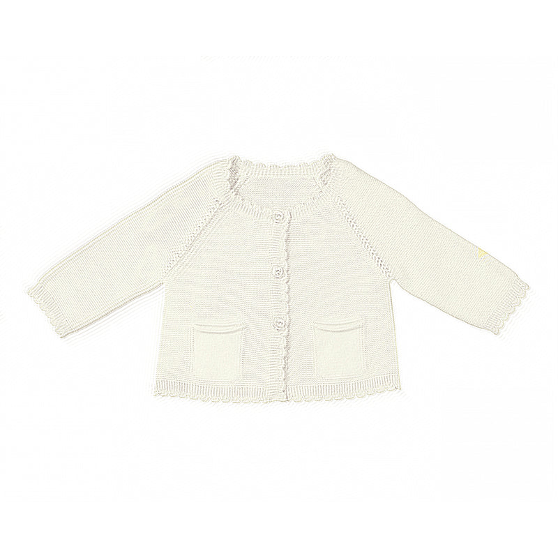 Ivory Scallop Edge Infant Cardigan