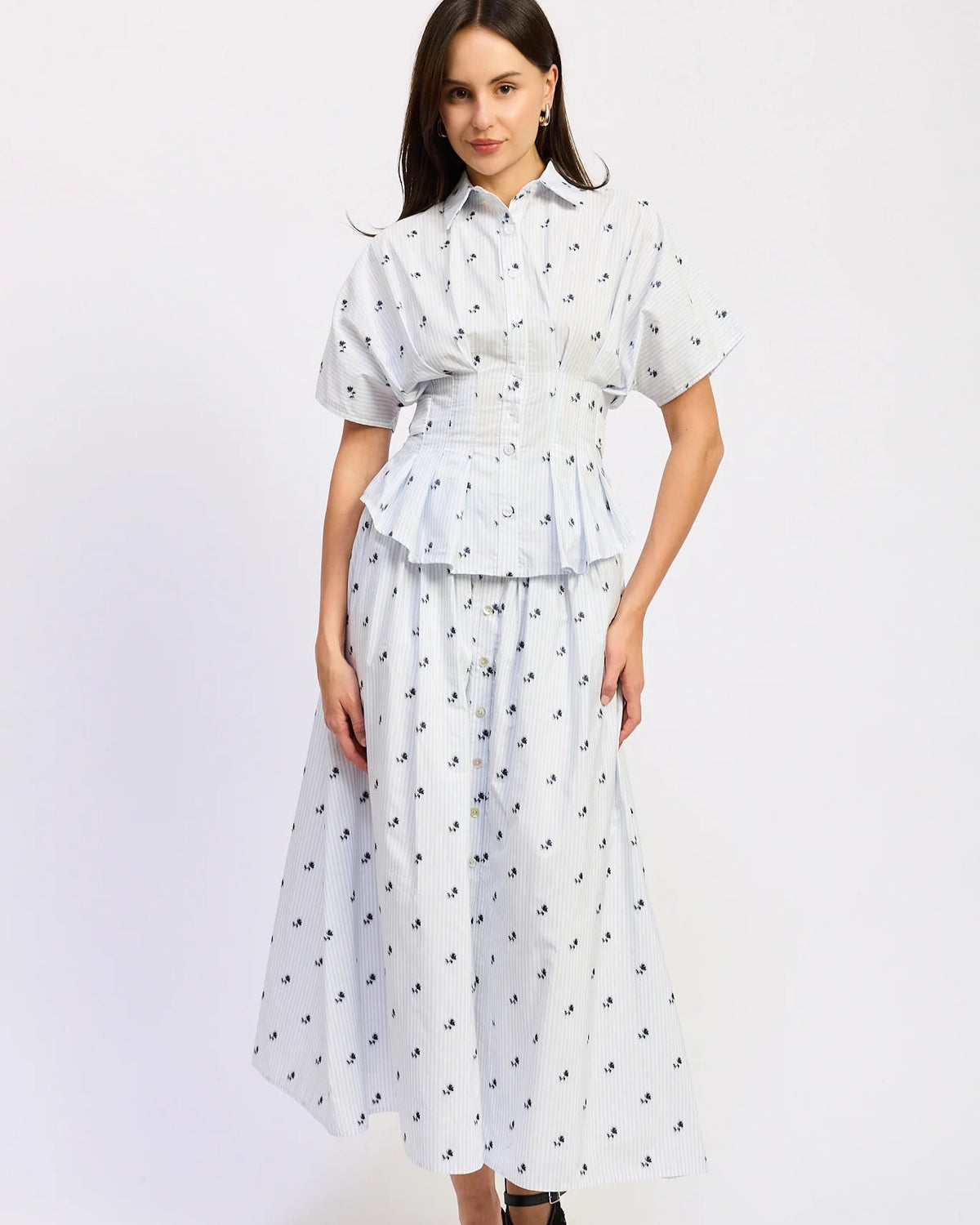 Light Blue with Navy Flower Skirt