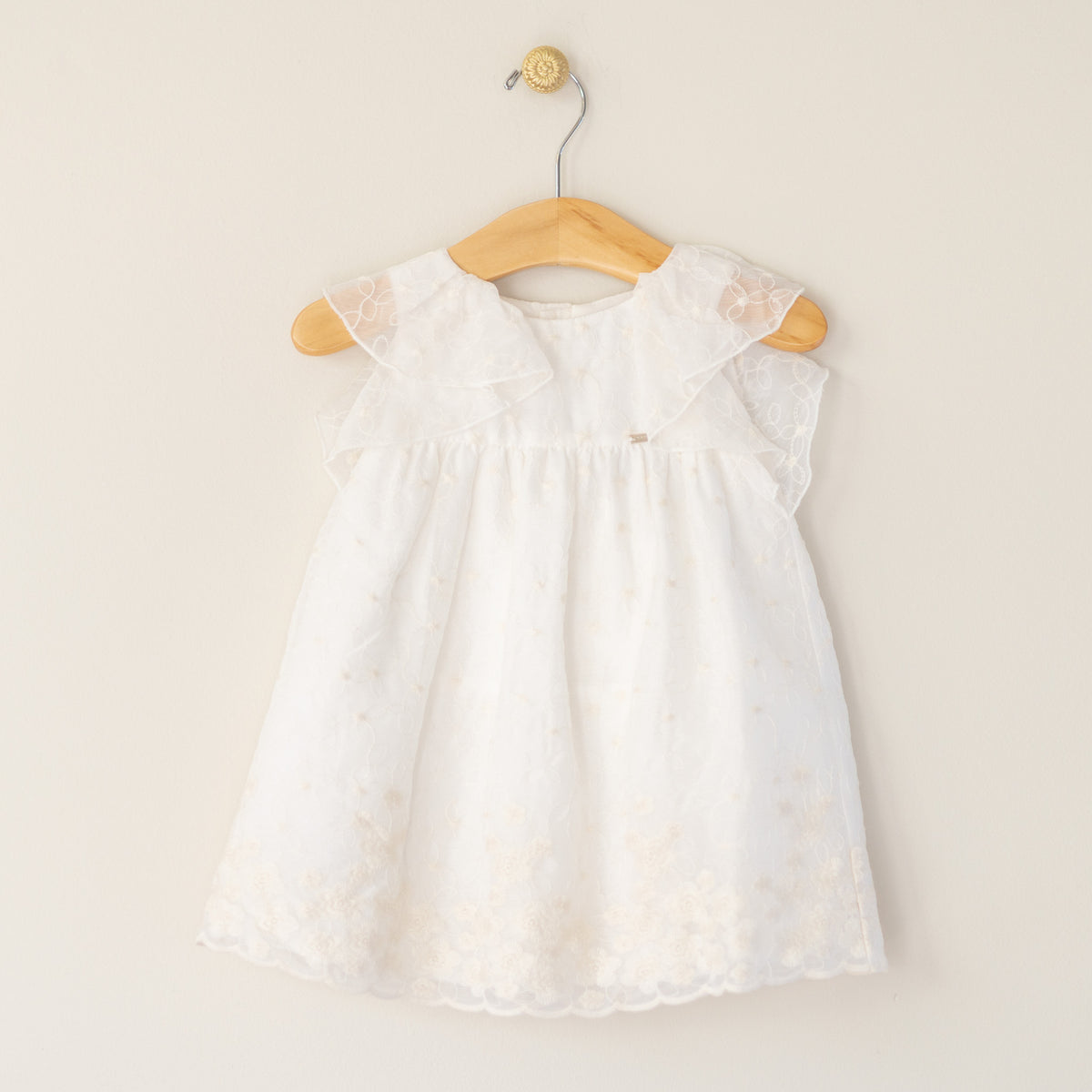 Girl's Off White Embroidered Chiffon Dress