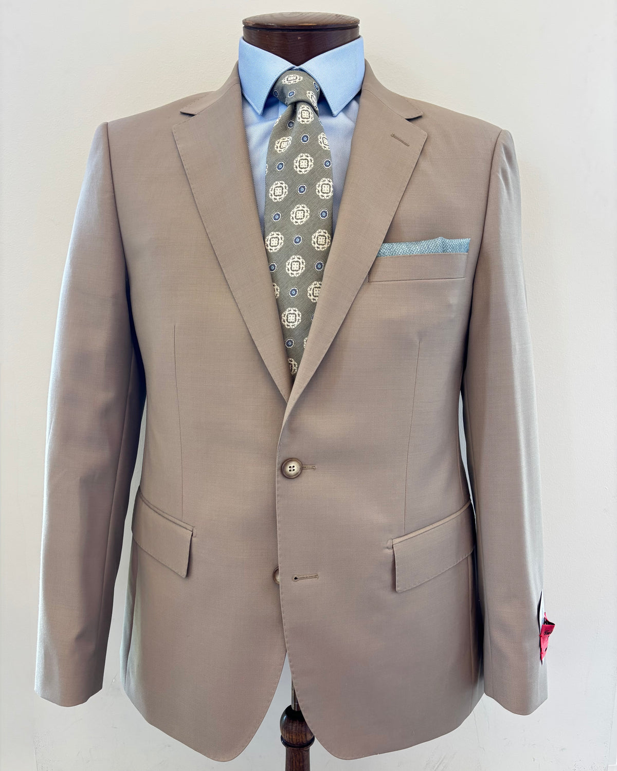 Solid Tan Suit Hand Picked Edge