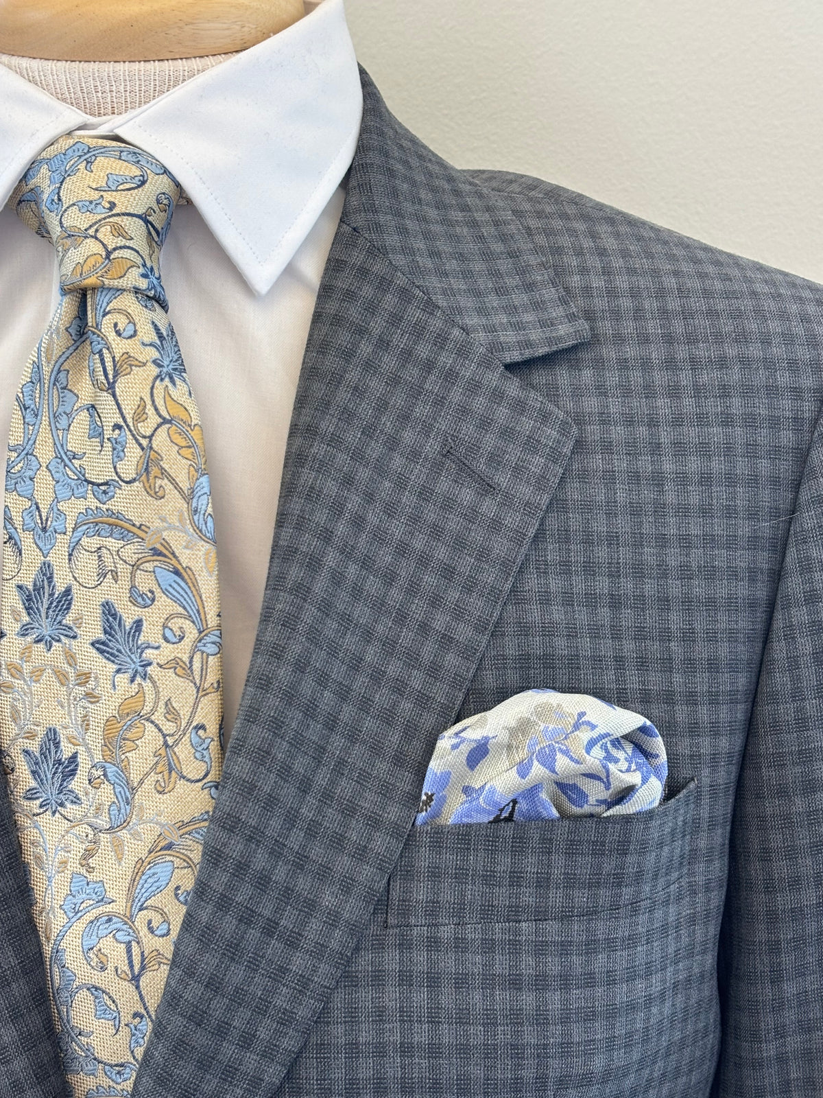 Men's Grey Check Italian Suit