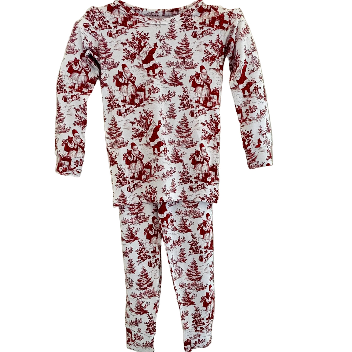 Red Santa Toile Bamboo Long John