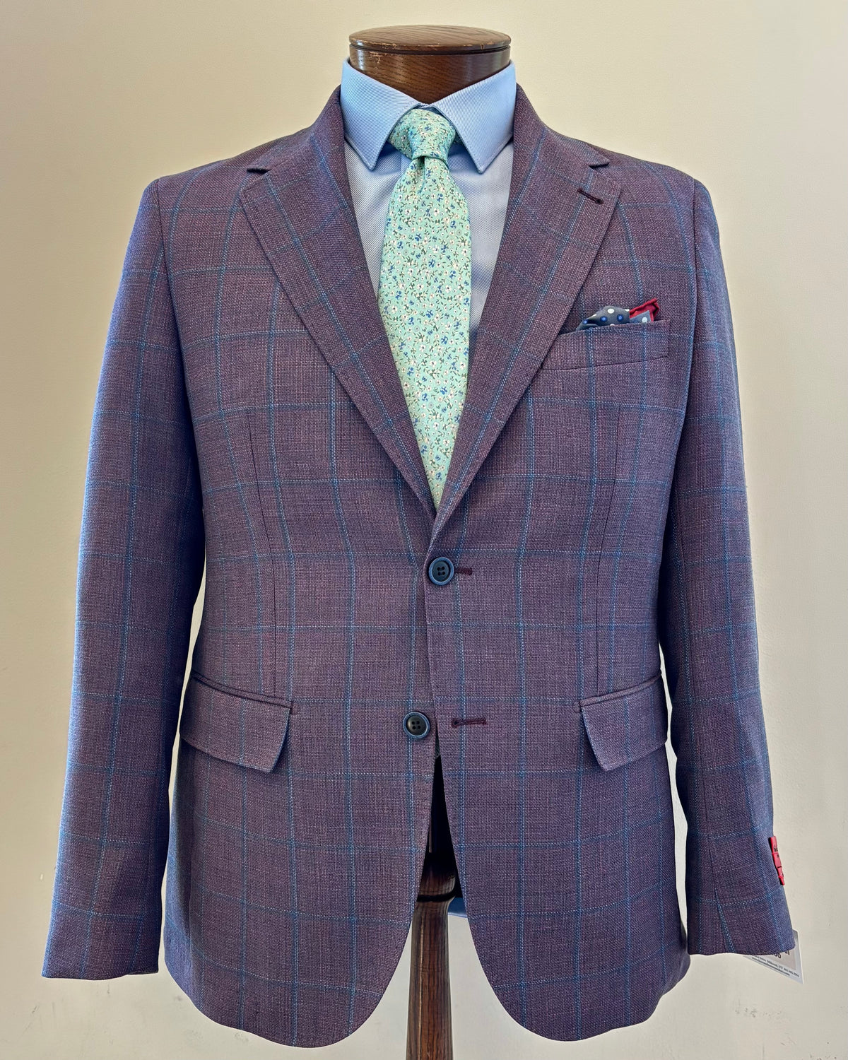 Men's Plum Blue Windowpane Sport Coat MA