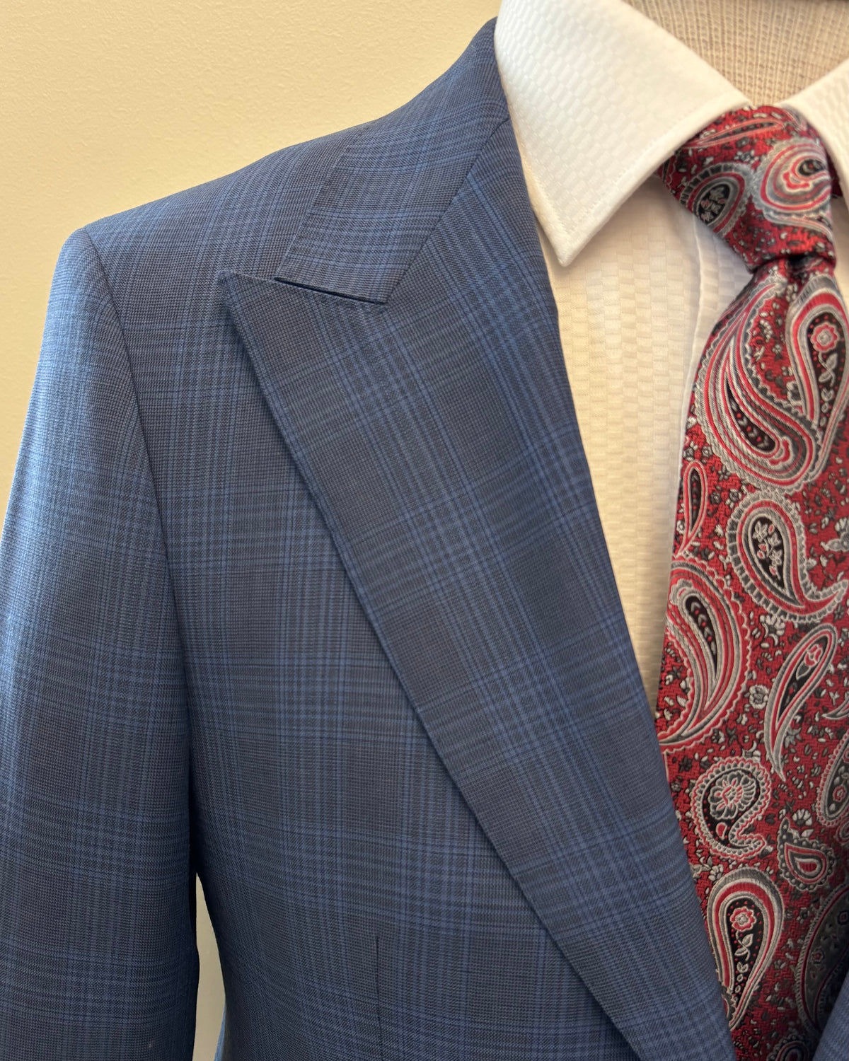 Men's Mid Blue Plaid Suit MA