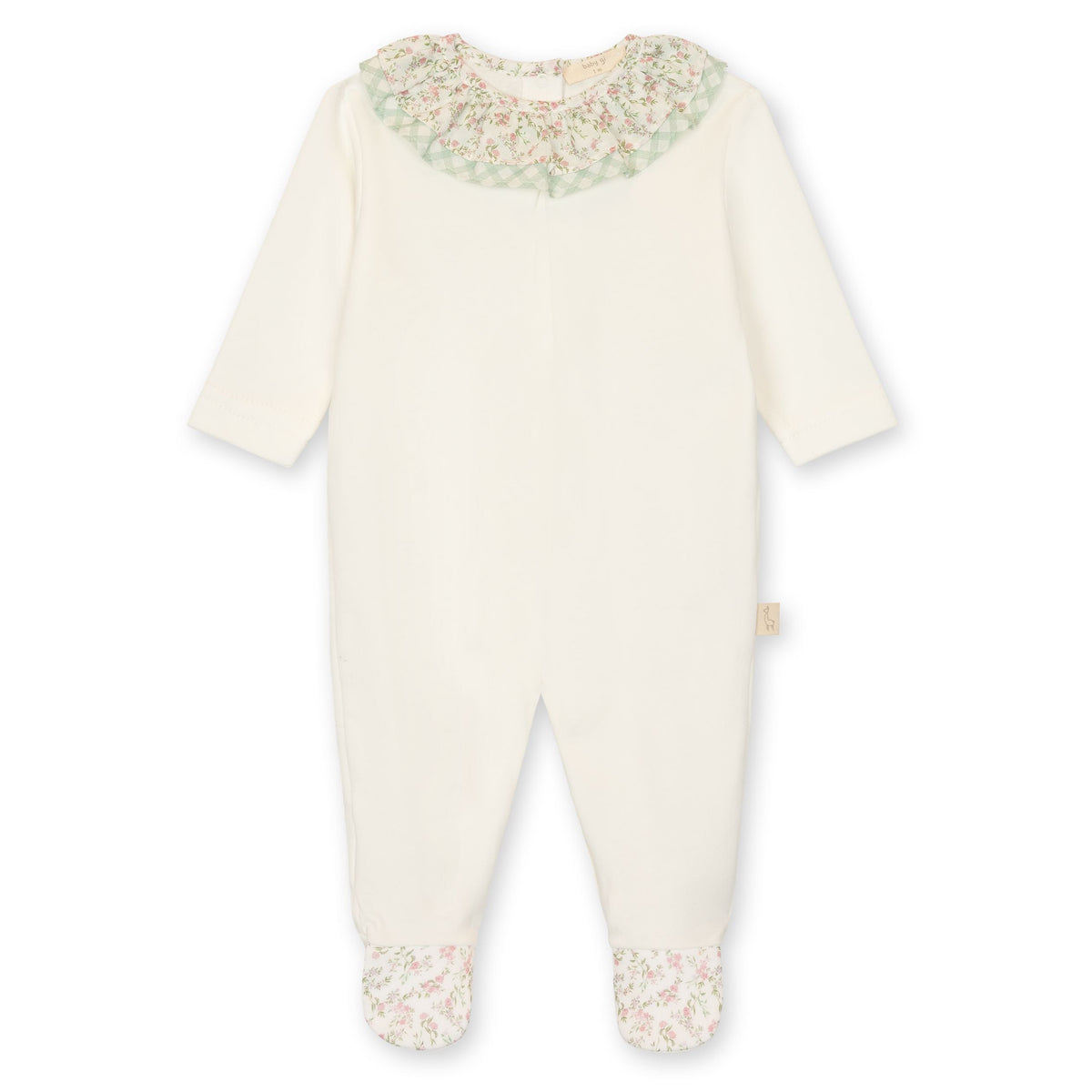 Ivory Footie with Dual Print Ruffle Collar
