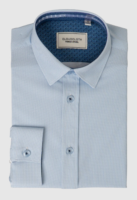 Boy's Performance Blue Micro Cross Shirt