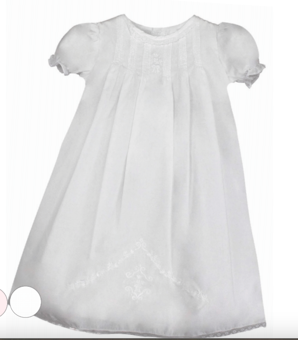 Girl's Batiste Tucked Embroidered Gown