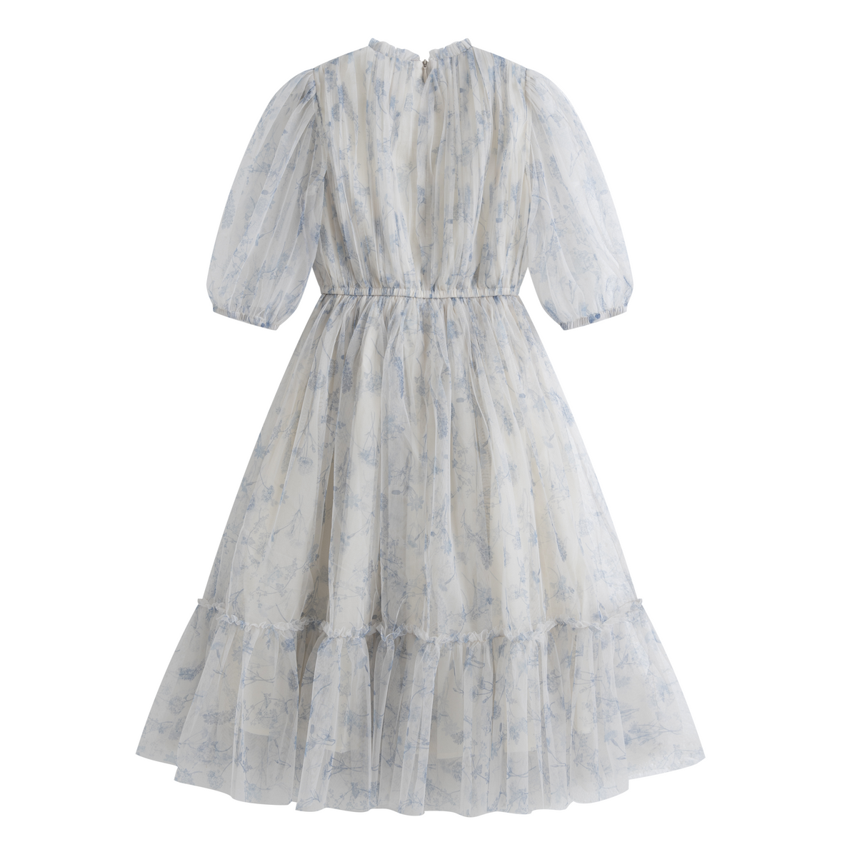 Italian Donna Blue Floral Tulle Dress