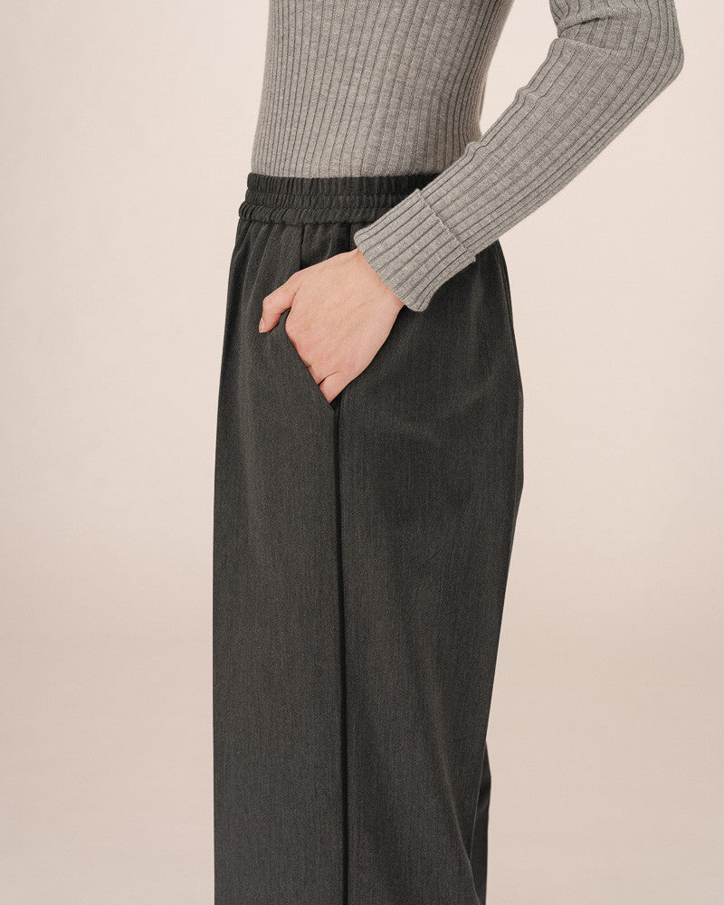 Sweeny Charcoal Piped Elastic Waist Pant