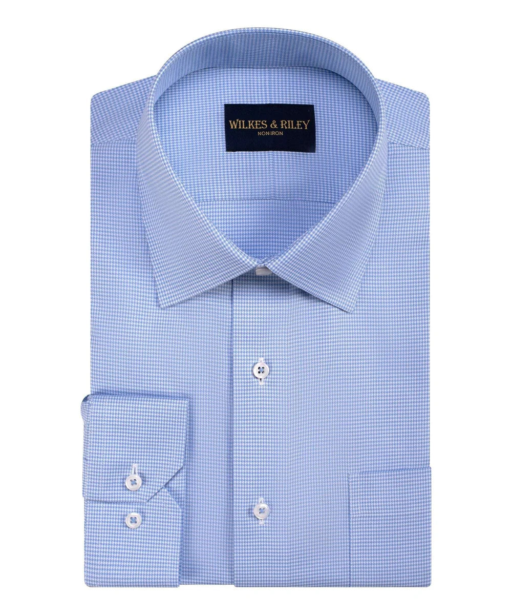 Men's Blue Houndstooth Dress Shirt