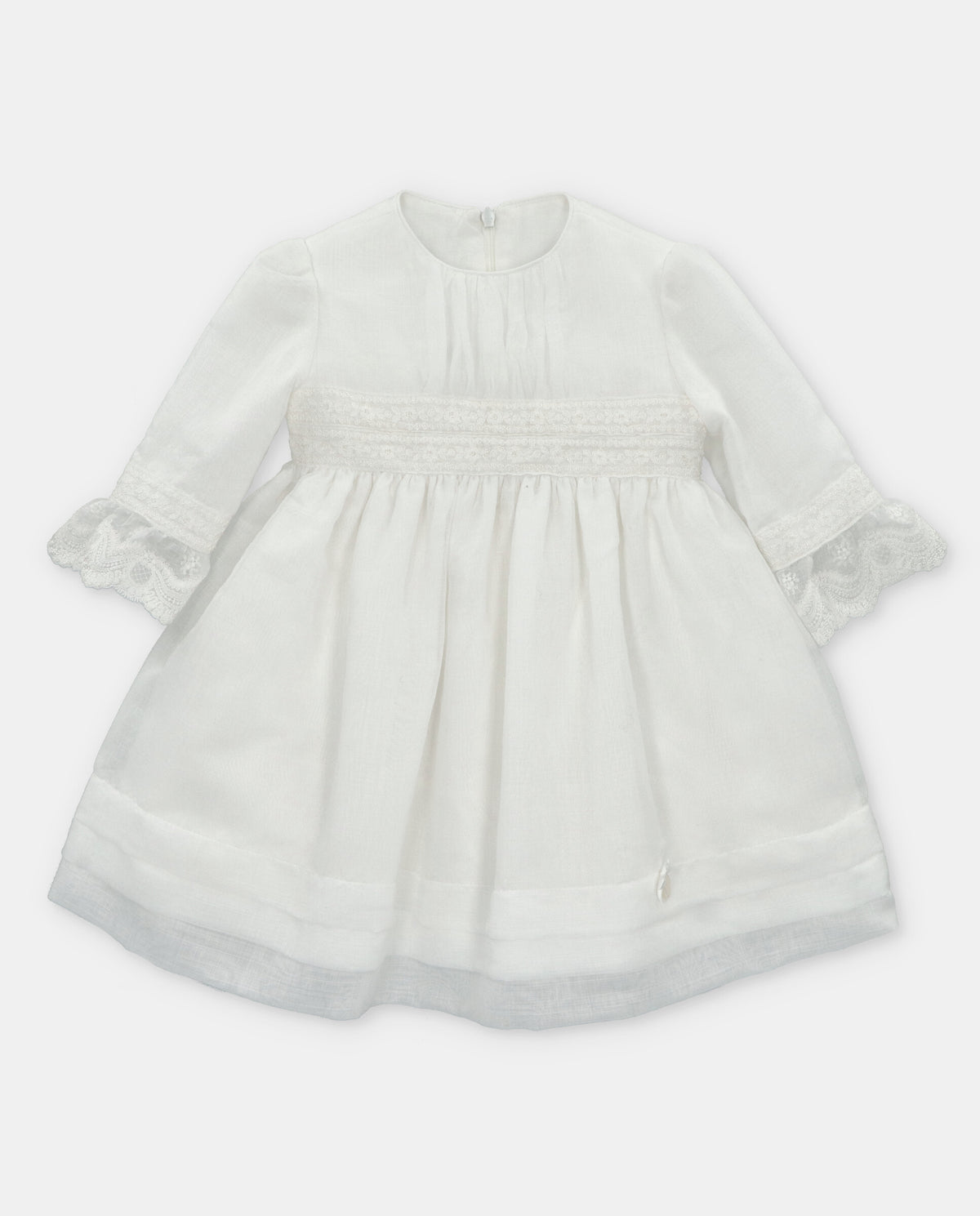 Girl's Off White Organza and Lace Dress