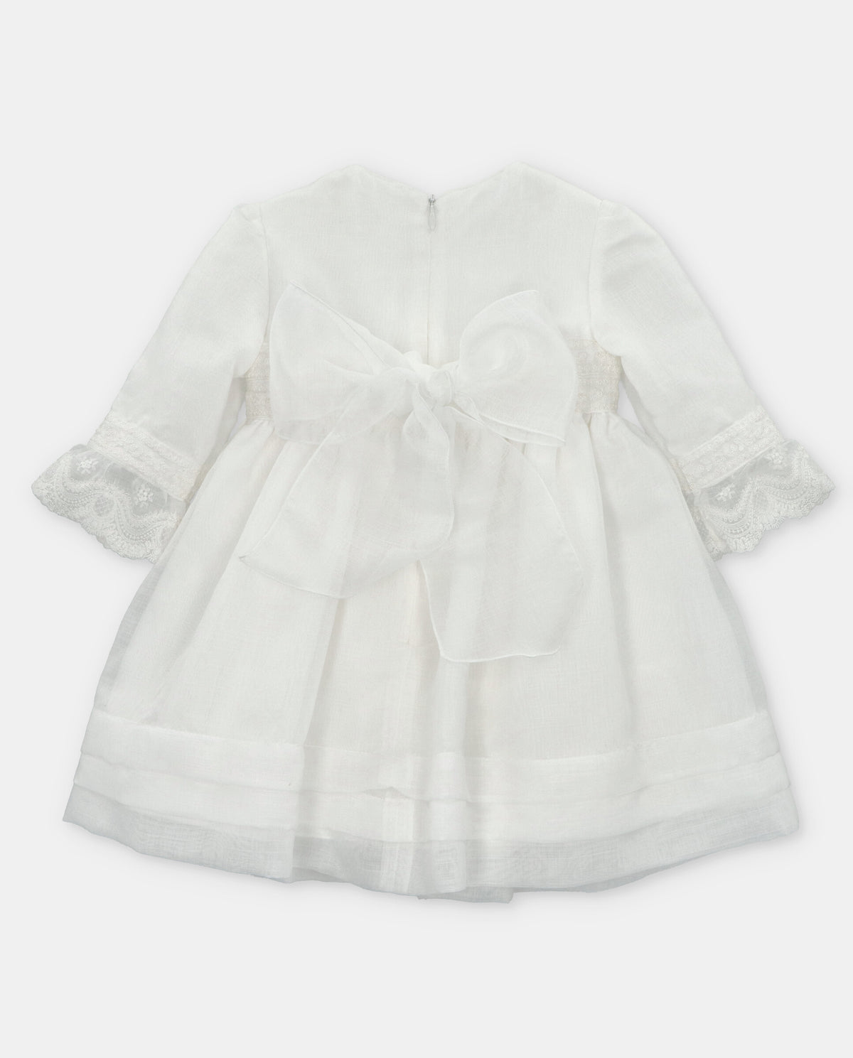 Girl's Off White Organza and Lace Dress