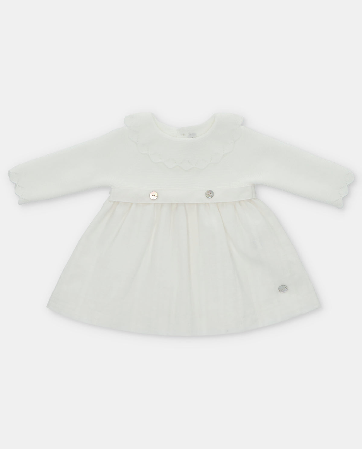 Girl's White Knit and Organza Dress