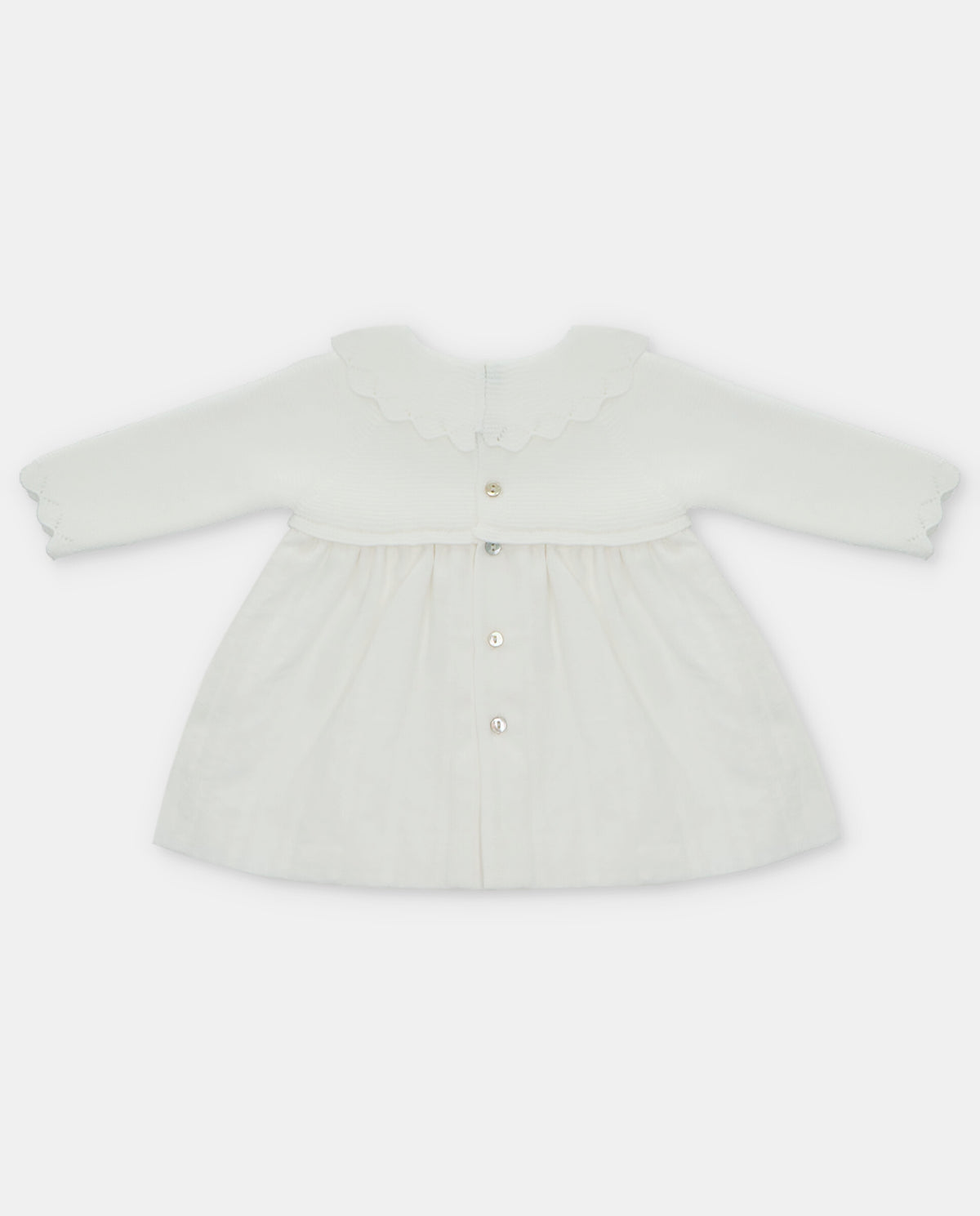 Girl's White Knit and Organza Dress