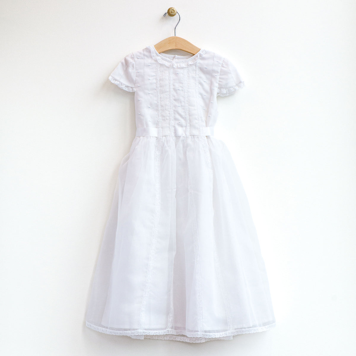 Girl's Silk Organza & Lace Dress with Cap Sleeve