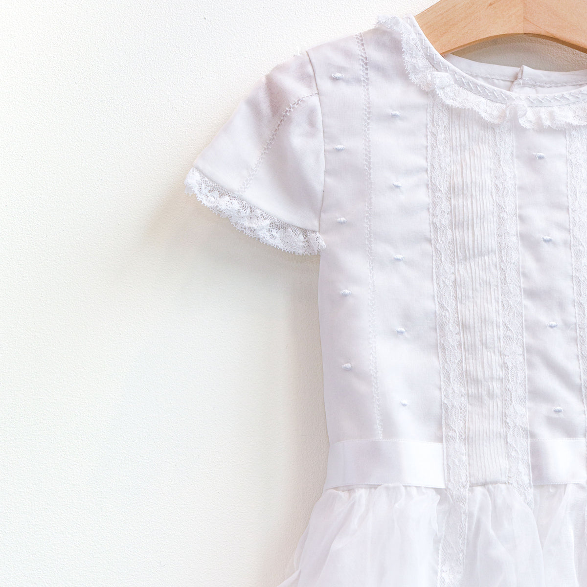 Girl's Silk Organza & Lace Dress with Cap Sleeve