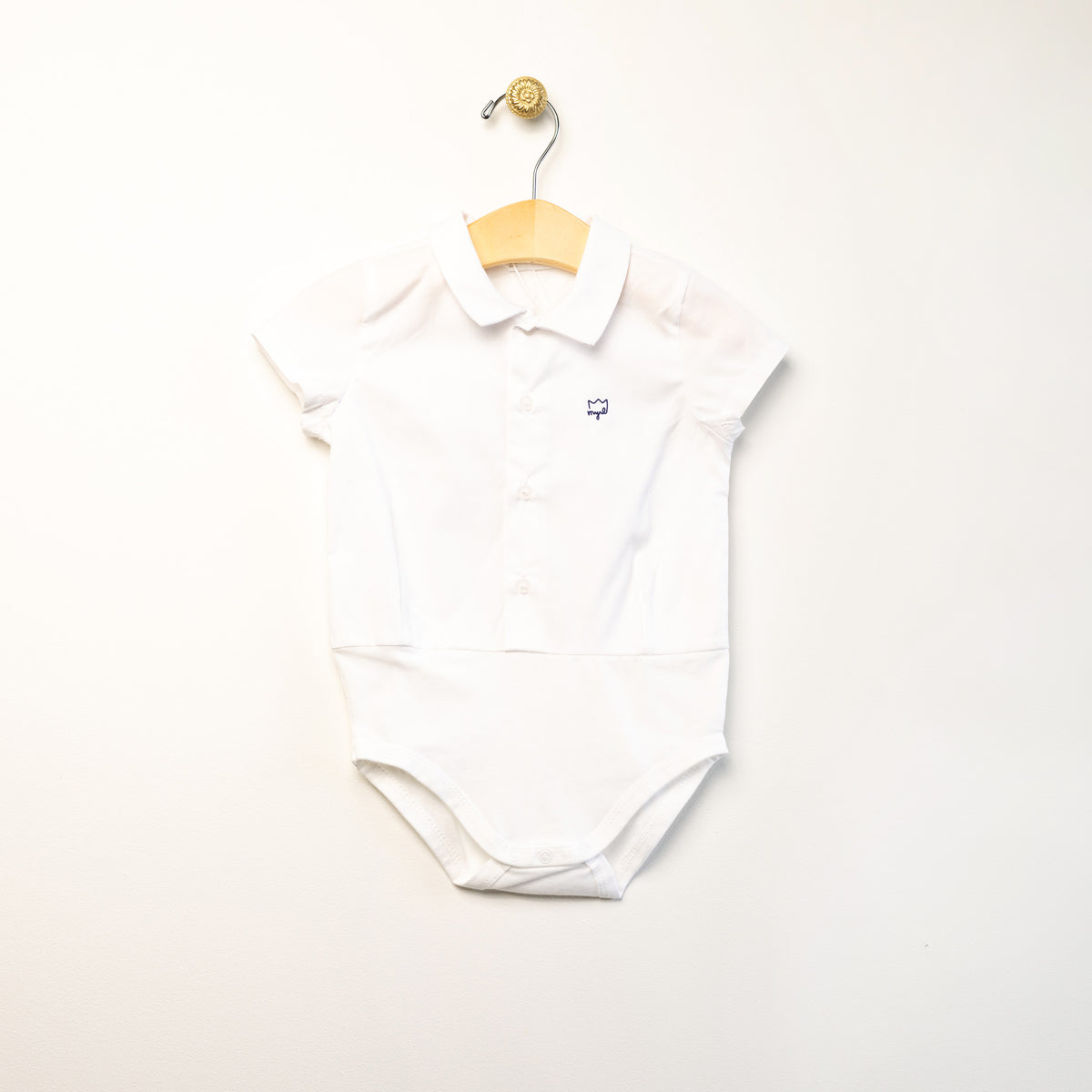 White Woven Shirt Bodysuit