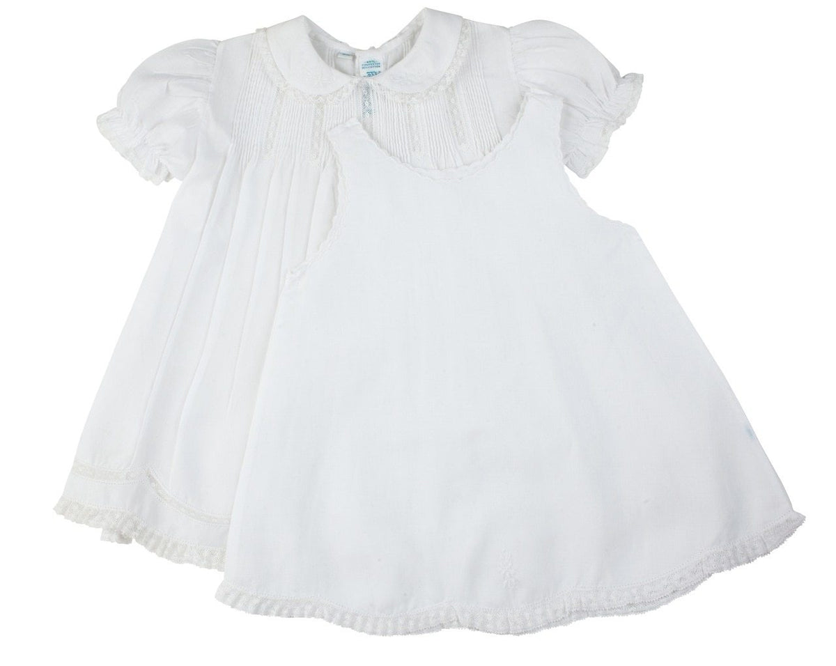Dress White Tucked w/Collar-Feltman