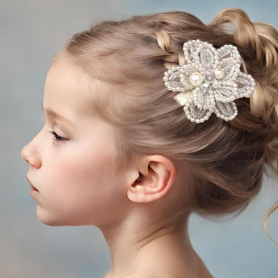 Girl's Pearl Flora Hair Clip