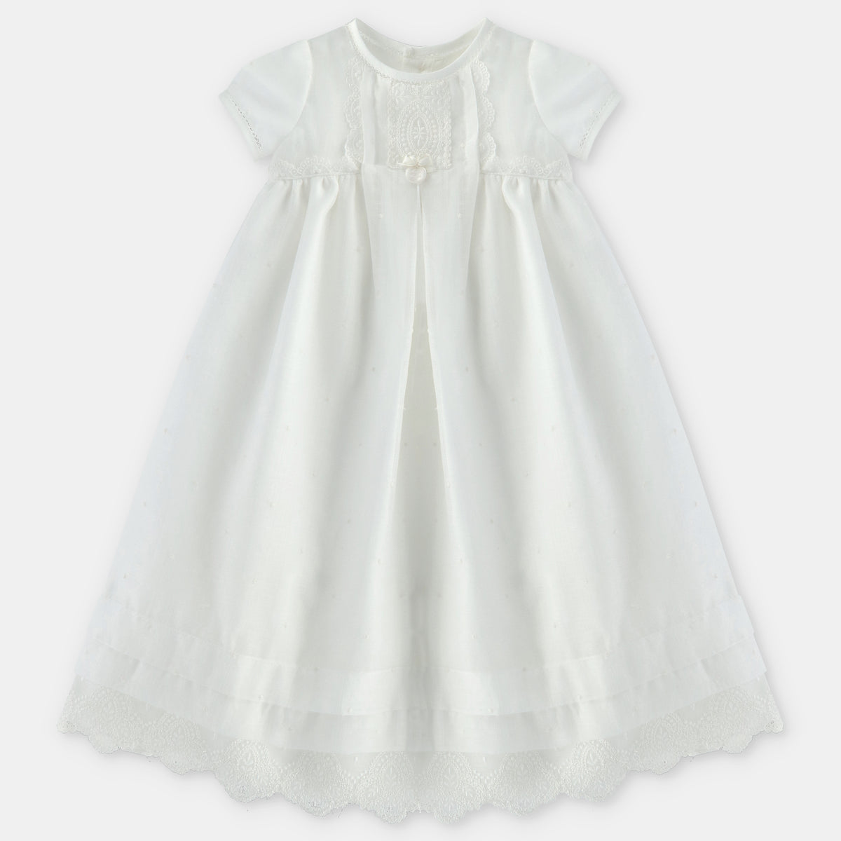 Girl's Off White Swiss Dot Gown