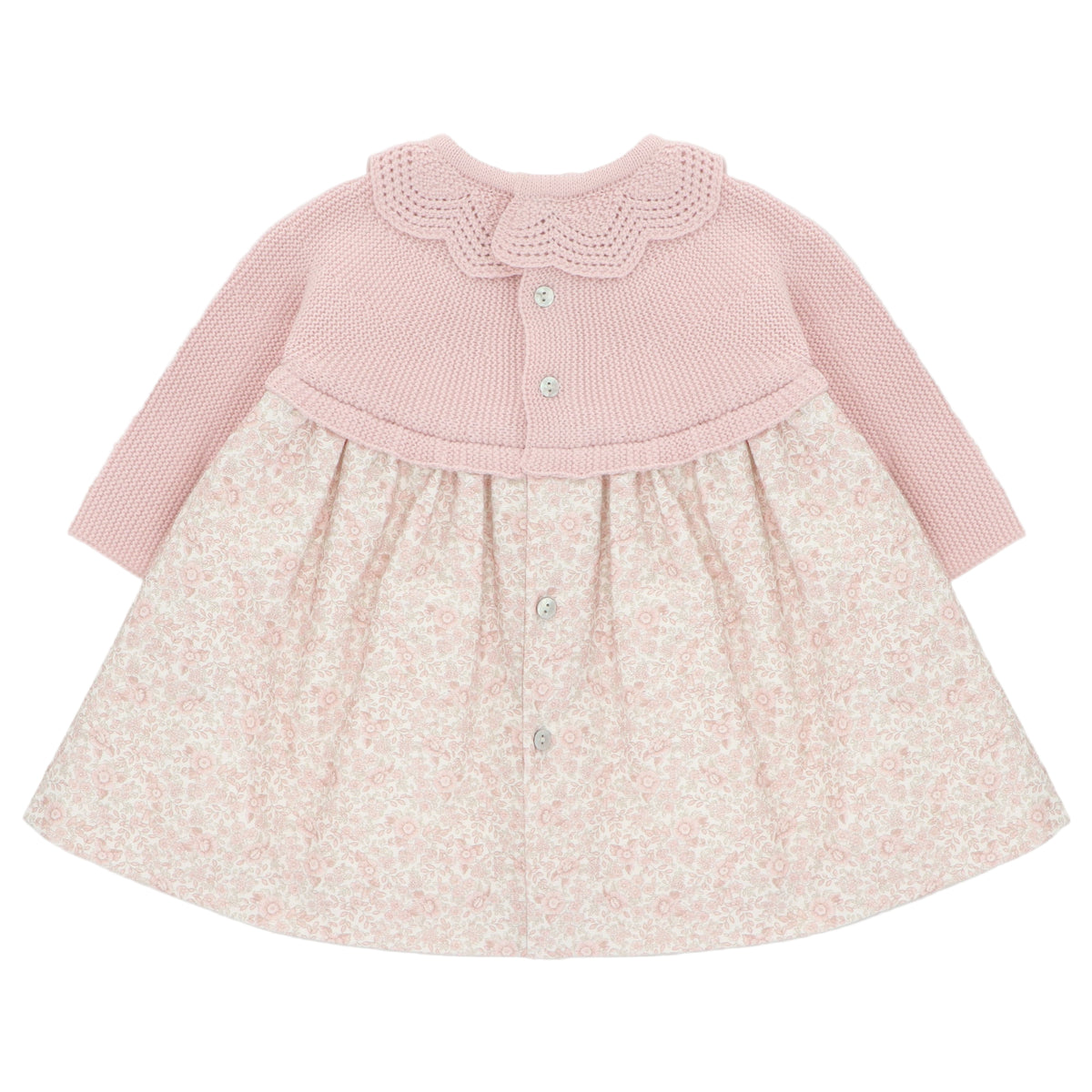 Pink Knitted Scallop and Pink Print Dress