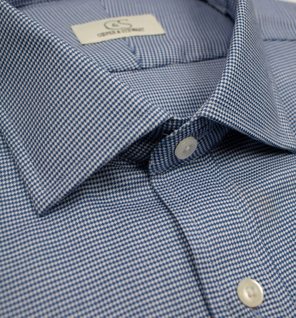 Men's Blue & White Dobby Houndstooth Shirt