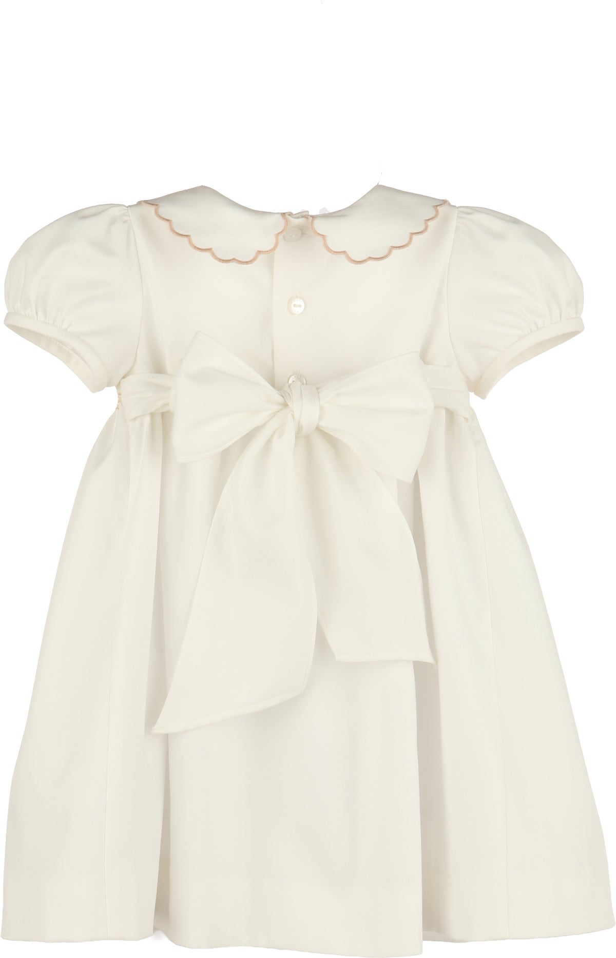 Off White Beige Smocked Dress