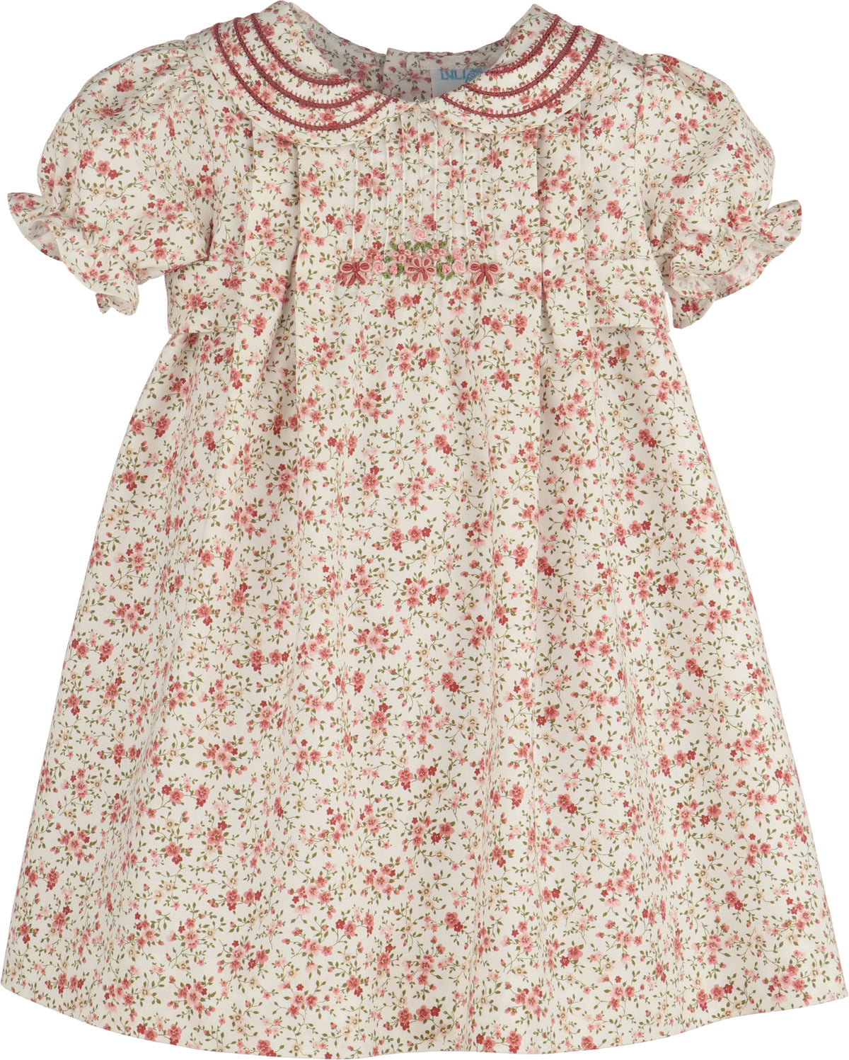 Burgundy Ditsy Embroidered Dress