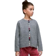 Girl's Grey Cardigan Multi Color Buttons