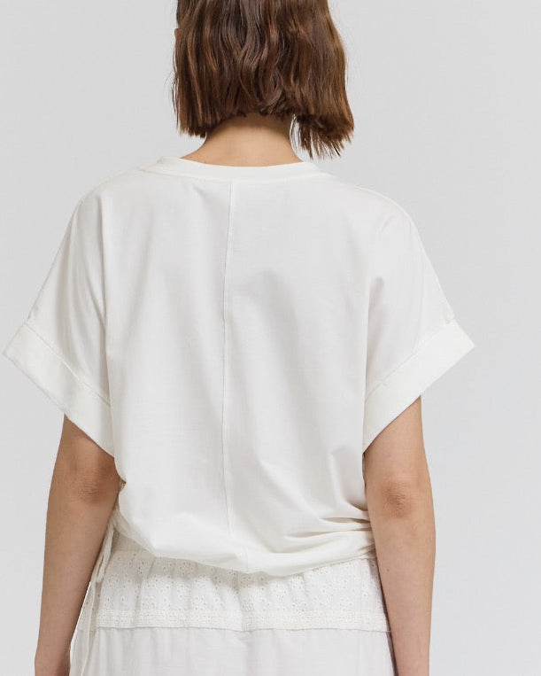 White Side Drawstring Tee