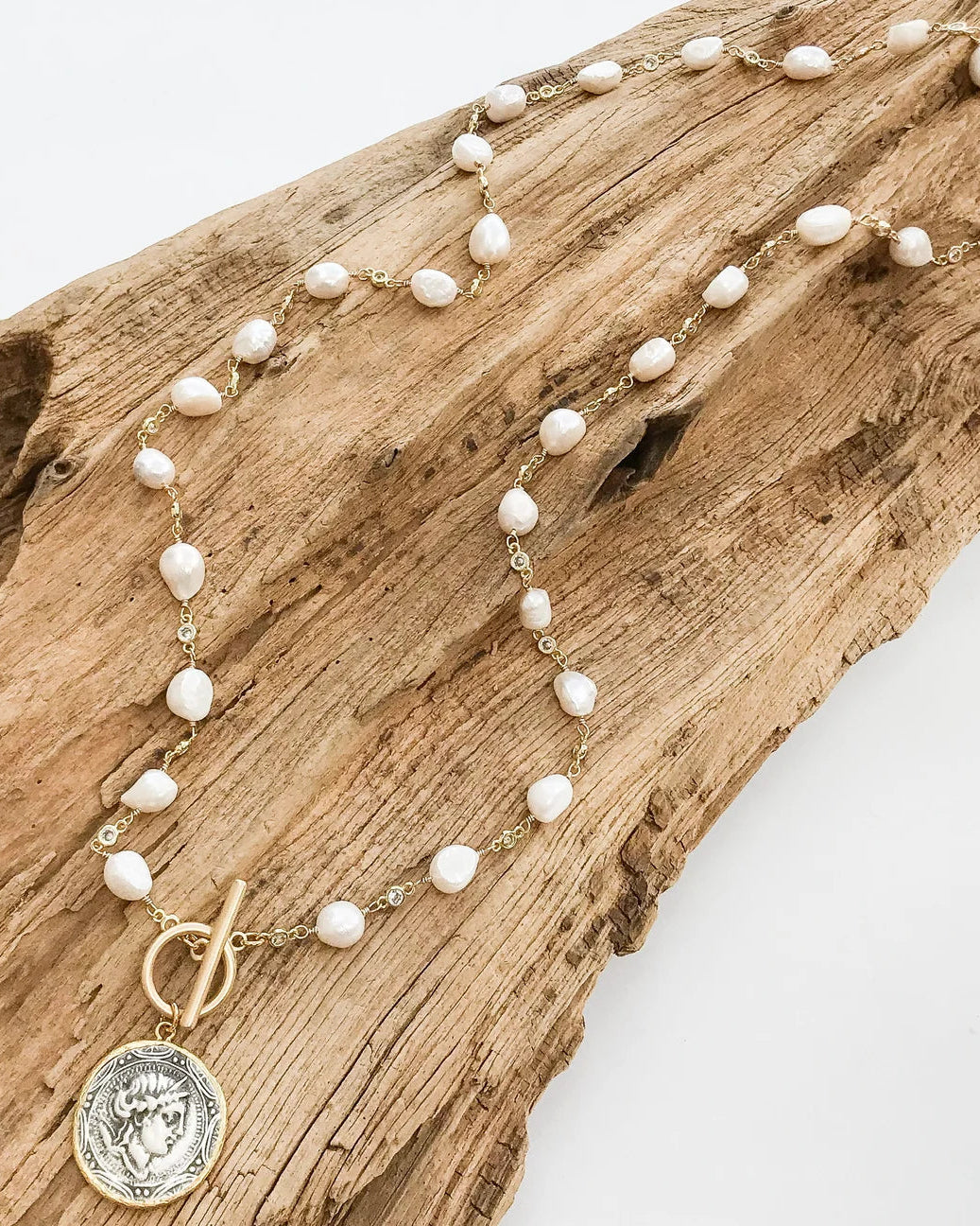 Vintage Coin Pearl 31" Pendant